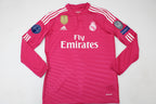 Real Madrid 2014/15 Pink Jersey Long Sleeve Retro - Patch Champions