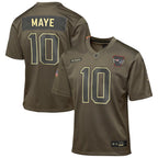 New England Patriots Drake Maye Olive 2025 Salute to Service Game Jersey