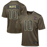 New England Patriots Drake Maye Olive 2025 Salute to Service Game Jersey