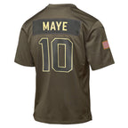 New England Patriots Drake Maye Olive 2025 Salute to Service Game Jersey