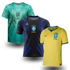 Combo 3 Jerseys do Brazil - Brasil GK, Away & Home - Fan Version