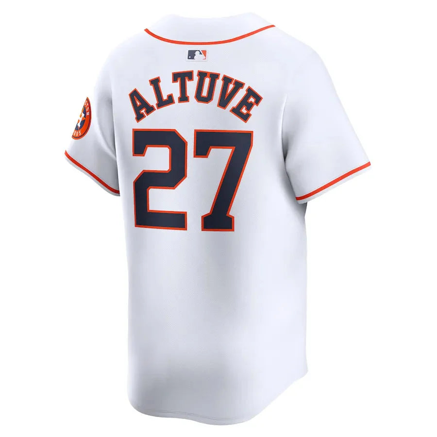 Jersey MLB Houston Astros Jose Altuve 27 White Home Torcedor Masculina Branca