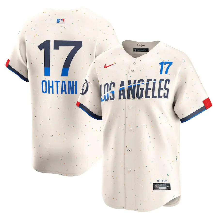 Jersey MLB Los Angeles Dodgers City Connect Torcedor Masculina Bege Shohei Ohtani 17