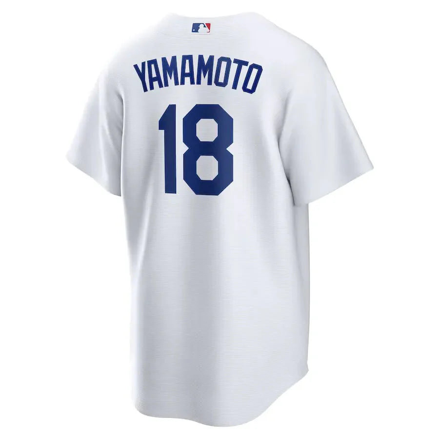 Jersey MLB Los Angeles Dodgers I Torcedor Masculina Branca Yoshinobu Yamamoto 18