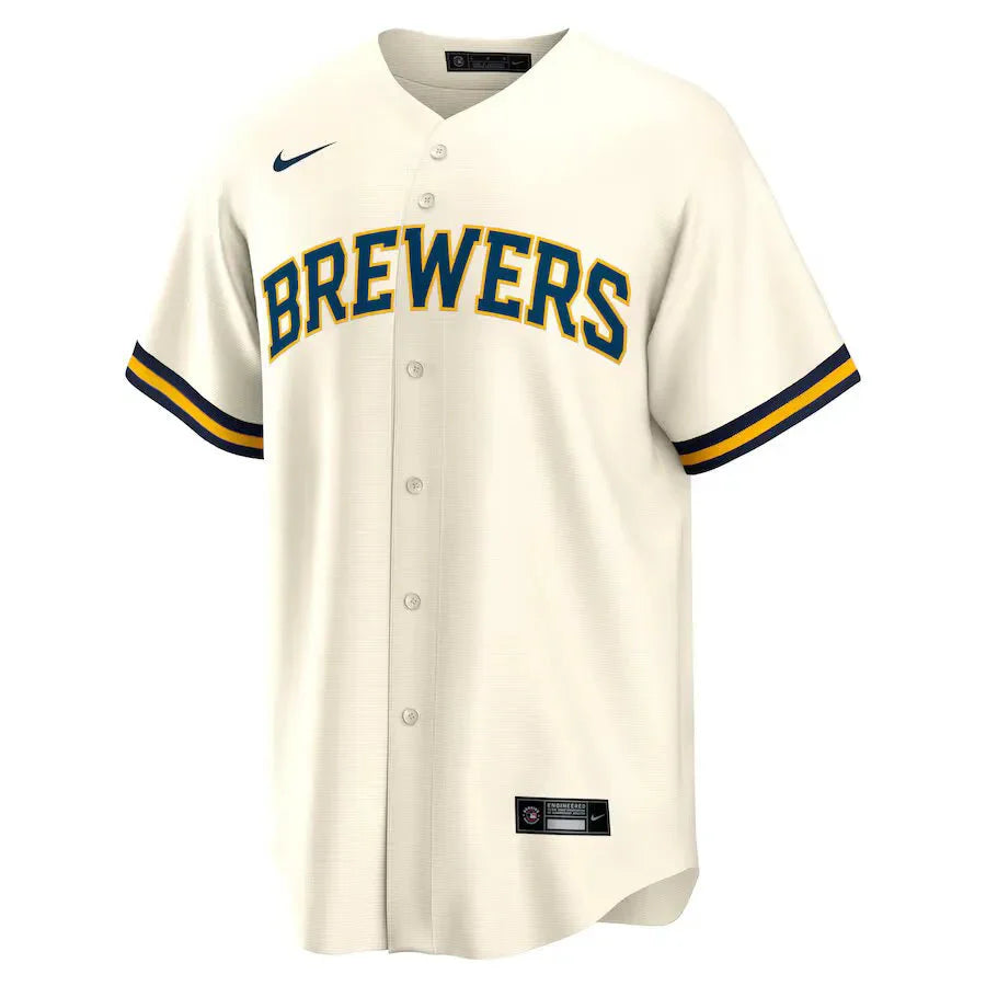 Jersey MLB Milwaukee Brewers Home Torcedor Masculina Bege