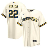 Jersey MLB Milwaukee Brewers Home Torcedor Masculina Bege Christian Yelich 22