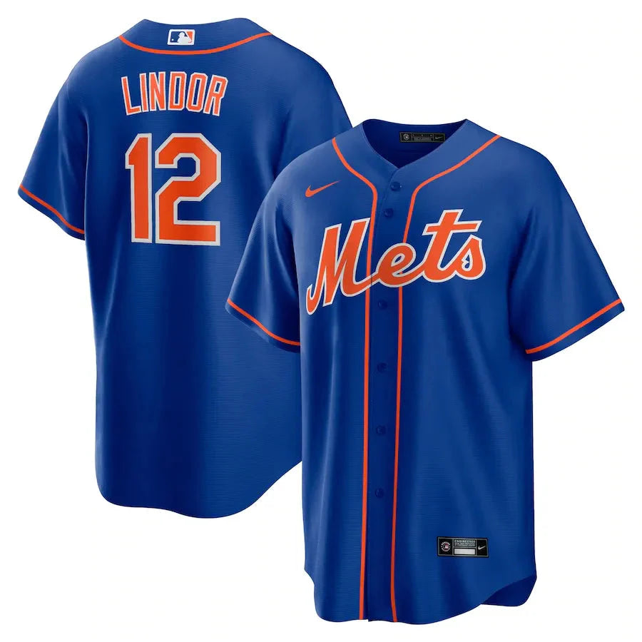 Jersey MLB New York Mets II Torcedor Masculina Azul Francisco Lindor 12