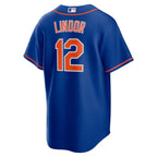 Jersey MLB New York Mets II Torcedor Masculina Azul Francisco Lindor 12