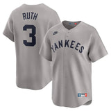 Jersey MLB New York Yankees Away Throwback Cooperstown Collection Limited Torcedor Masculina Cinza Babe Ruth 3