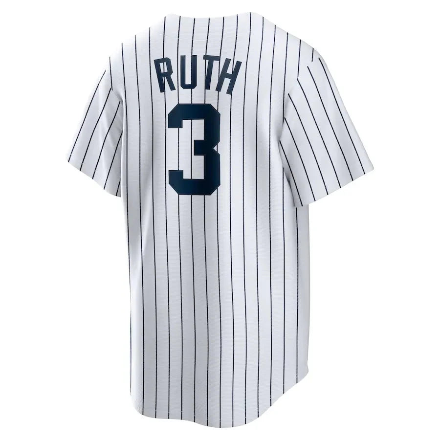 Jersey MLB New York Yankees Home Cooperstown Collection Torcedor Masculina Branca Babe Ruth 3