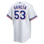 Jersey MLB Texas Rangers I Torcedor Masculina Branca Adolis Garcia 53